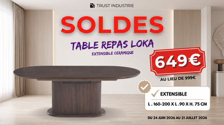 Table à manger ovale extensible LOKA pour 8 personnes avecplateau céramique