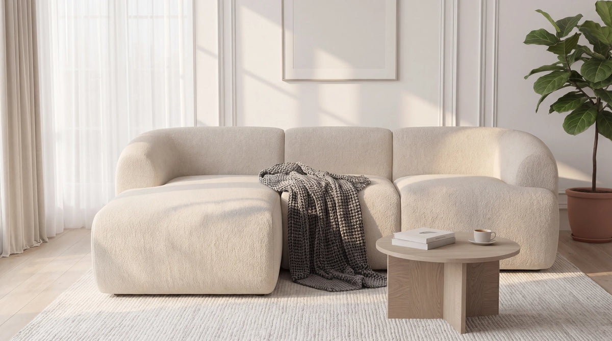 Canapé d’angle convertible 4 places PUFFY en tissu