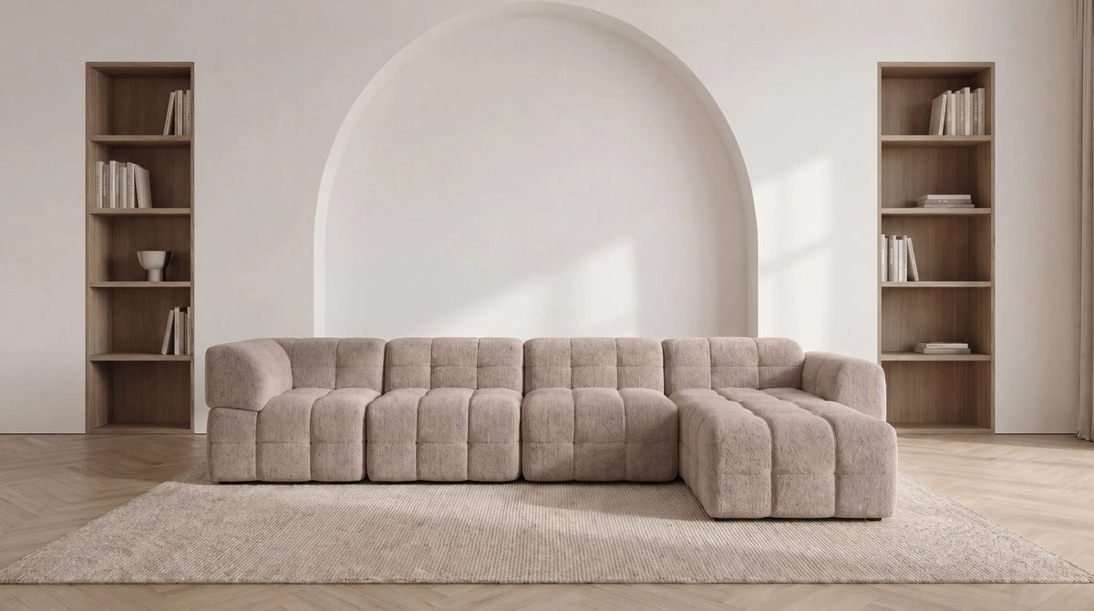 Canapé modulable 5 places MARQUIS en tissu - TRUST INDUSTRIE - Taupe - Droit - 
