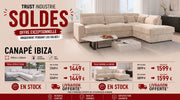 Canapé d’angle IBIZA - Velours côtelé blanc cassé - Marbella beige - Gauche - Droit 