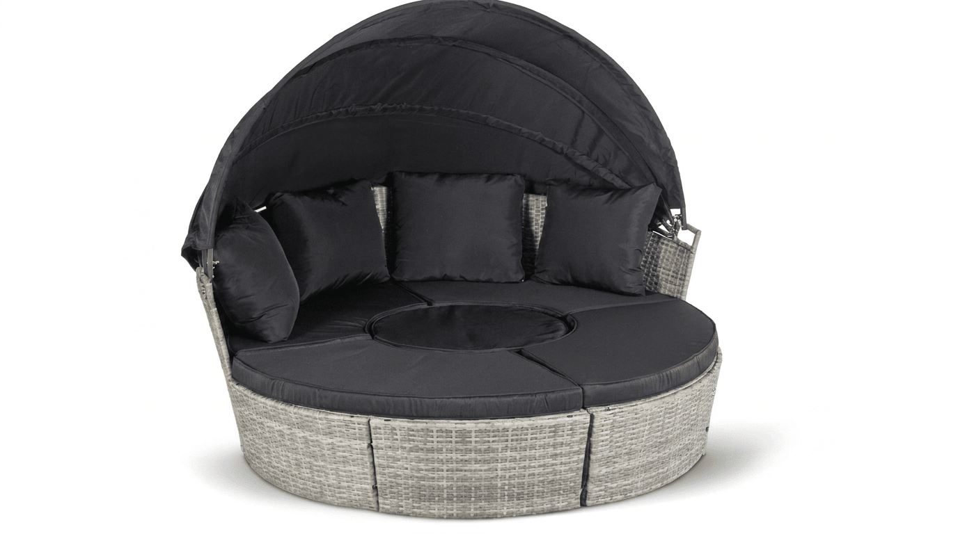 Îlot de jardin CALIFORNIA en technorattan gris avec canopy - TRUST INDUSTRIE - 