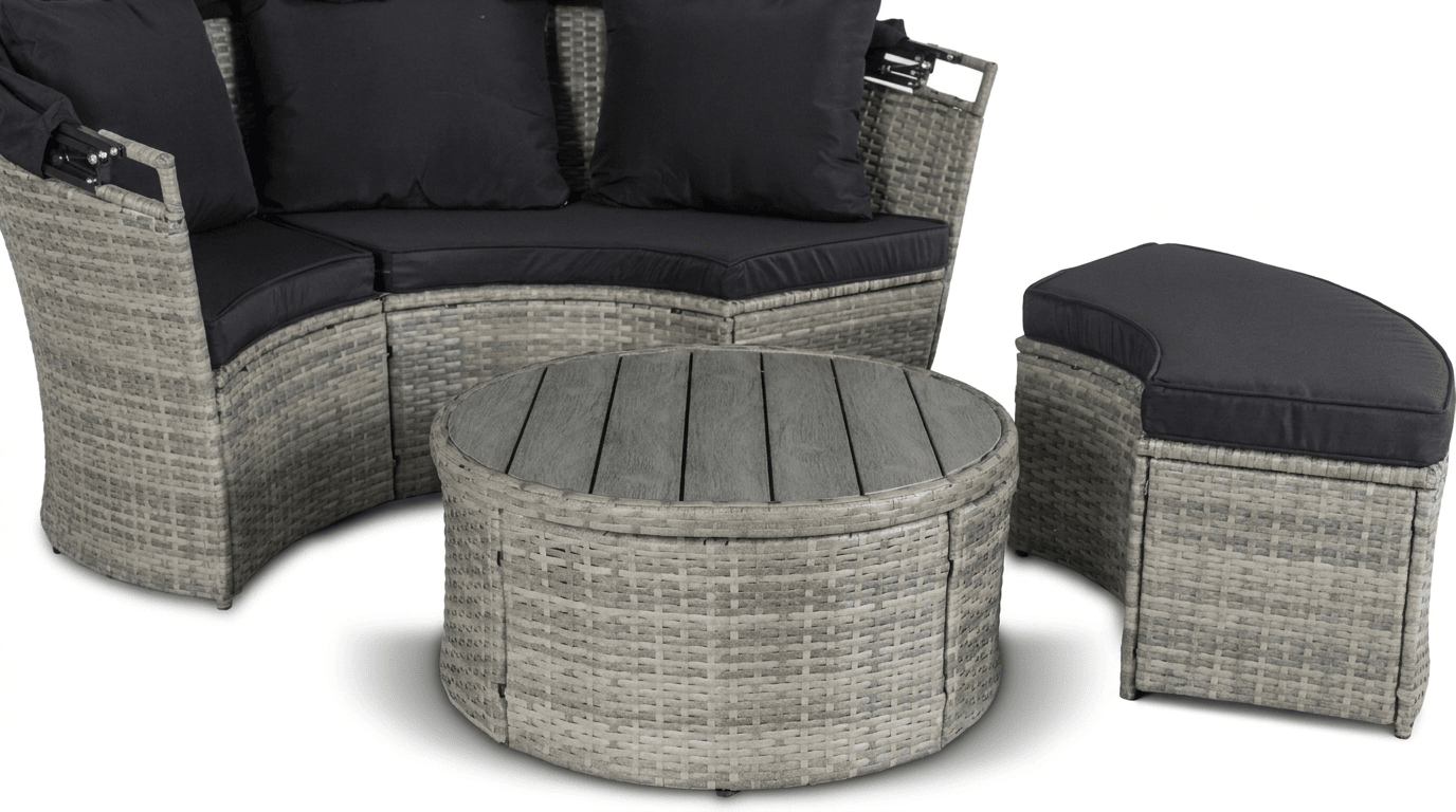 Îlot de jardin CALIFORNIA en technorattan gris avec canopy - TRUST INDUSTRIE - 