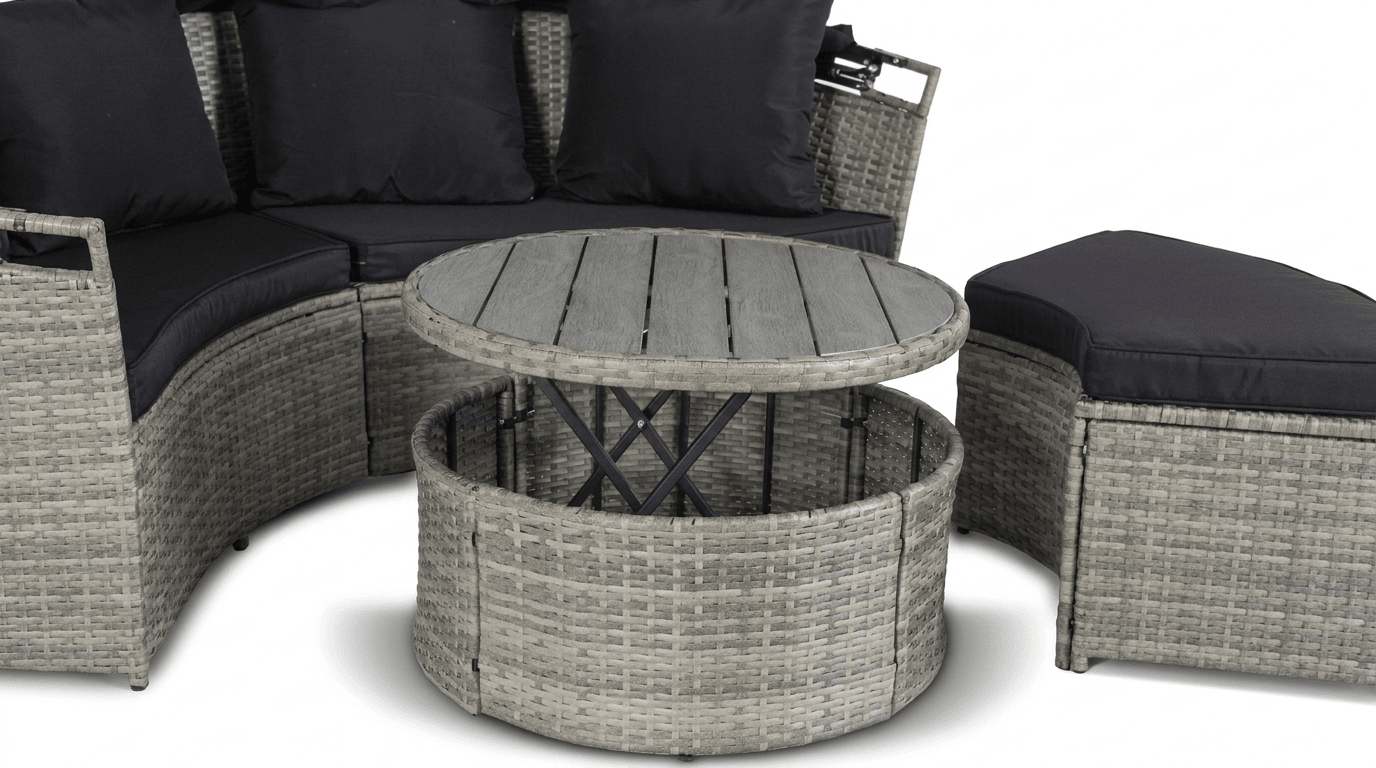 Îlot de jardin CALIFORNIA en technorattan gris avec canopy - TRUST INDUSTRIE - 