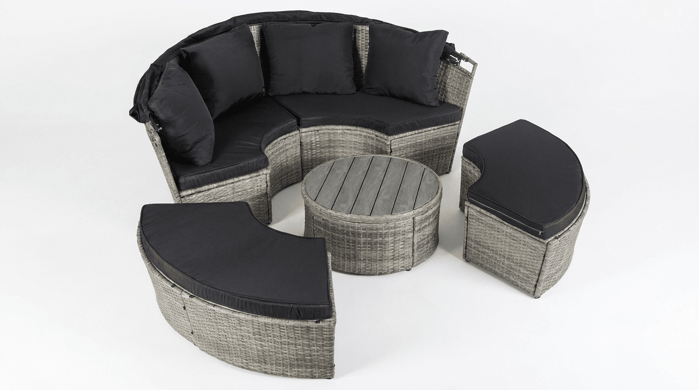 Îlot de jardin CALIFORNIA en technorattan gris avec canopy - TRUST INDUSTRIE - 
