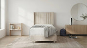 Lit coffre 90X190 cm ALMA en velours beige avec sommier et tête de lit inclus - TRUST INDUSTRIE - 