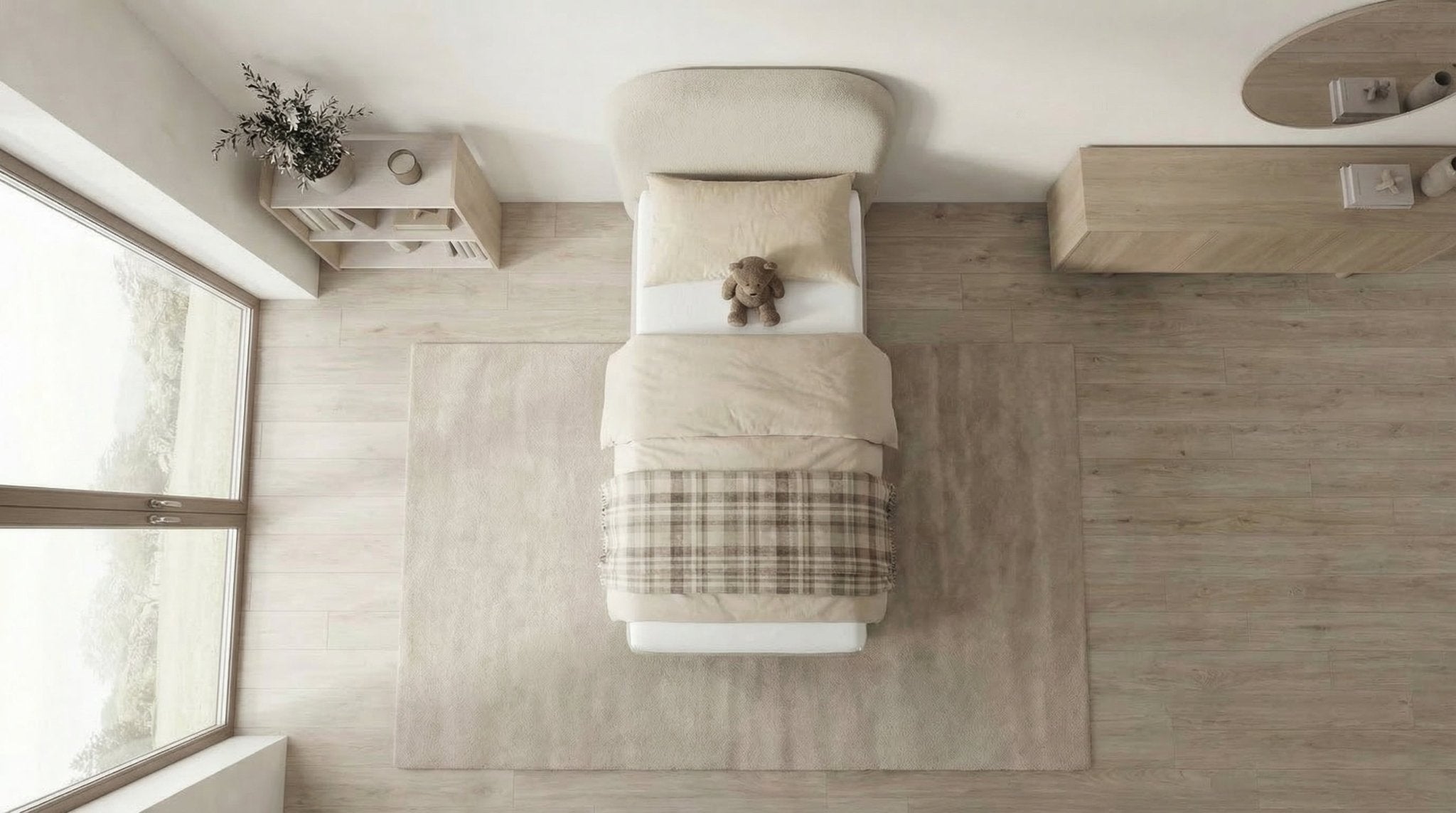 Lit coffre 90X190 cm JADE en tissu blanc cassé avec sommier et tête de lit inclus - TRUST INDUSTRIE - Blanc cassé - 