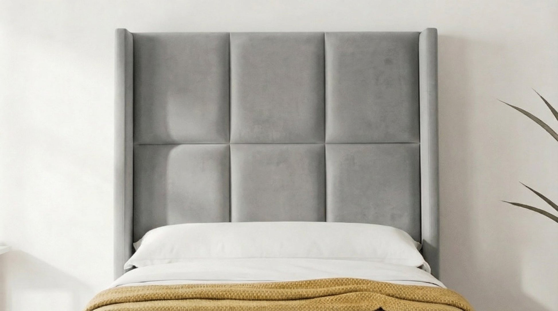 Lit coffre 90 x 190 cm RIO en velours avec sommier et tête de lit inclus - TRUST INDUSTRIE - Gris-