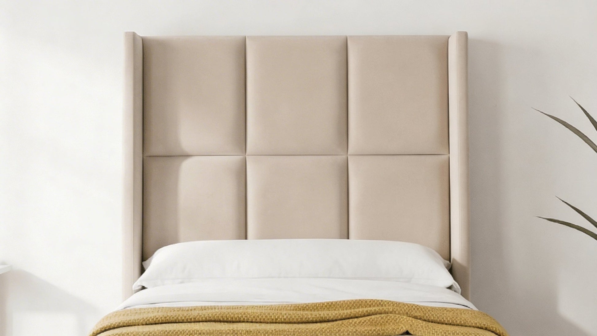 Lit coffre 90 x 190 cm RIO en velours avec sommier et tête de lit inclus - TRUST INDUSTRIE - Beige - 