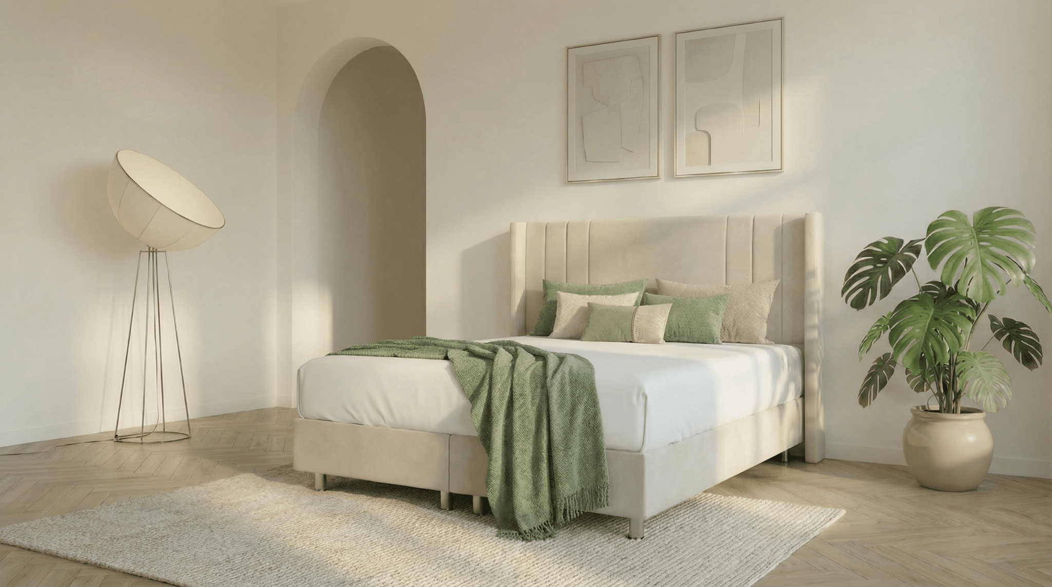 Lit coffre ALMA en velours beige avec sommier et tête de lit inclus - TRUST INDUSTRIE - Beige - 140 x 190 cm - 