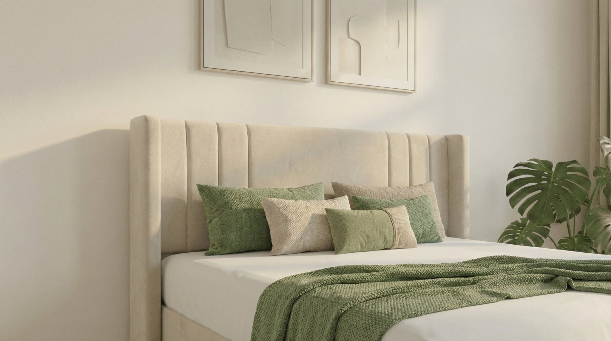 Lit coffre ALMA en velours beige avec sommier et tête de lit inclus - TRUST INDUSTRIE - Beige - 140 x 190 cm - 