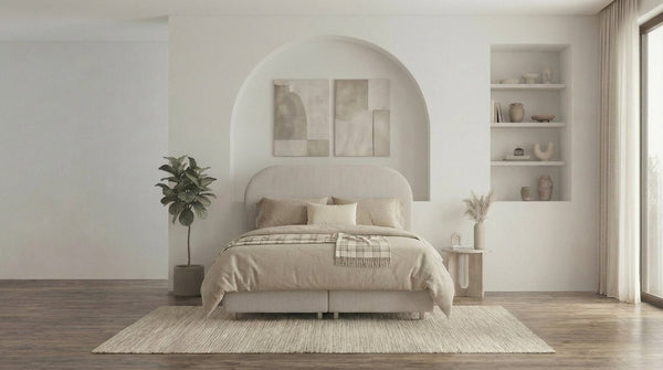 Lit coffre JADE en tissu blanc cassé avec sommier et tête de lit inclus - TRUST INDUSTRIE - 140 x 190 cm - 160 x 200 cm - 180 x 200 cm - 
Sans matelas - Milan - Singapour - Dubai