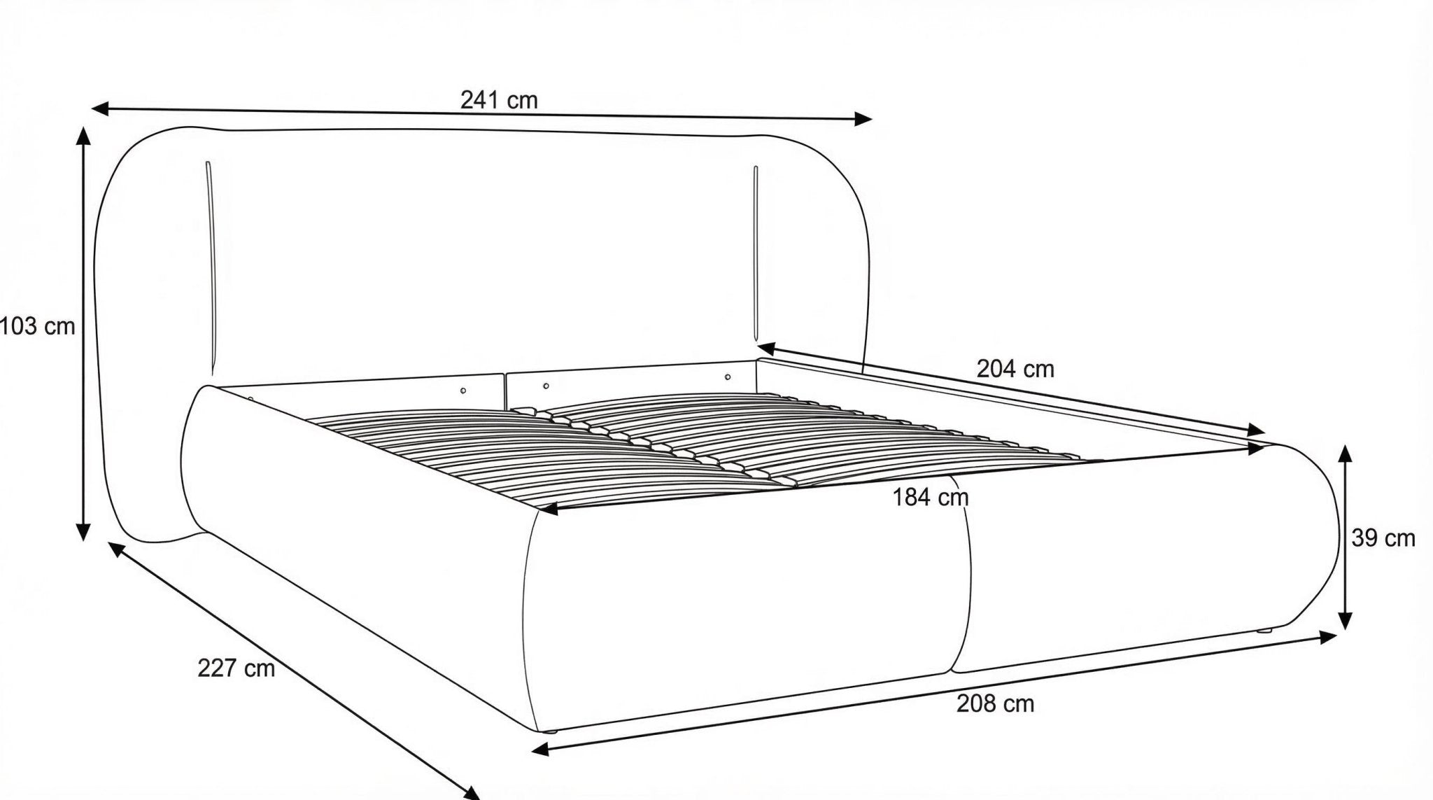 Lit coffre LUNEA en tissu blanc écru avec sommier et tête de lit inclus - TRUST INDUSTRIE - 180 x 200 cm - Sans matelas - Milan - Singapour - Dubai