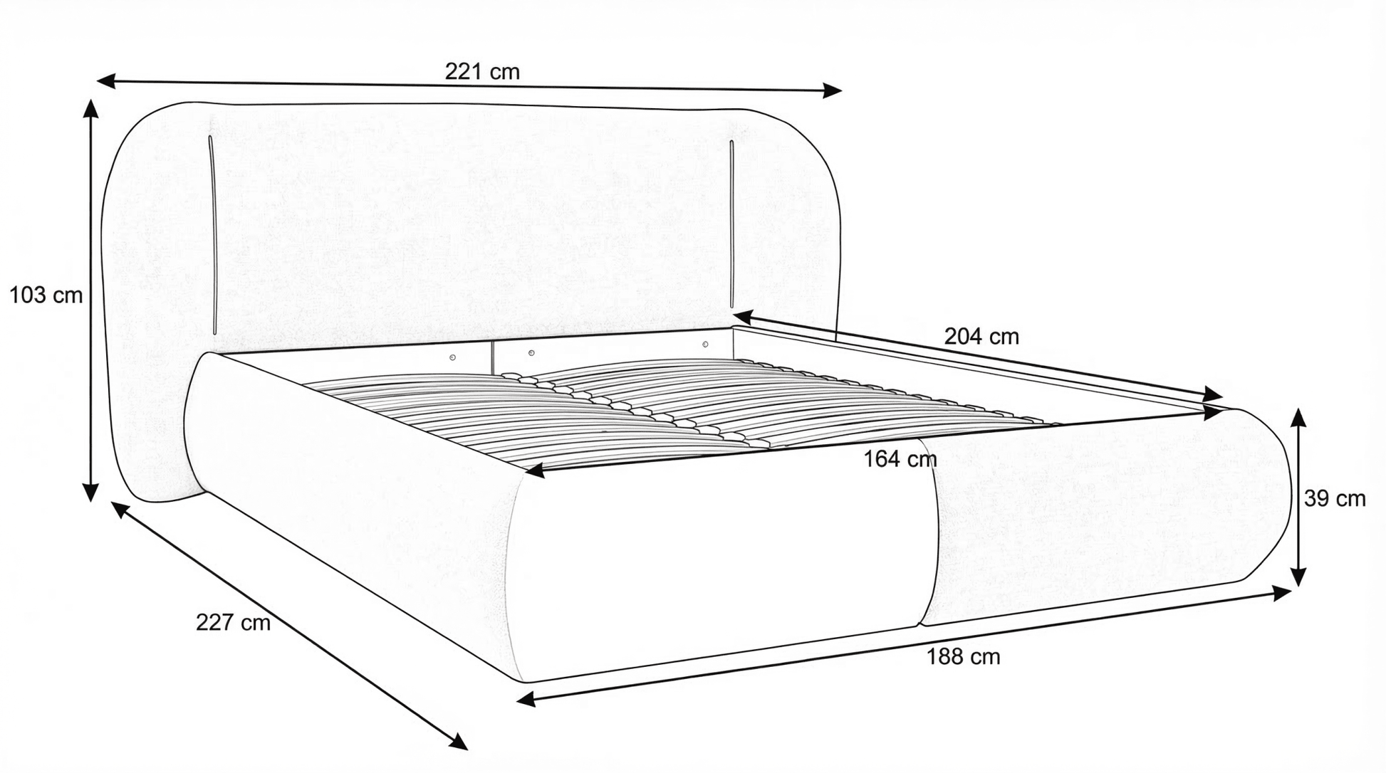 Lit coffre LUNEA en tissu blanc écru avec sommier et tête de lit inclus - TRUST INDUSTRIE - 160 x 200 cm - Sans matelas - Milan - Singapour - Dubai