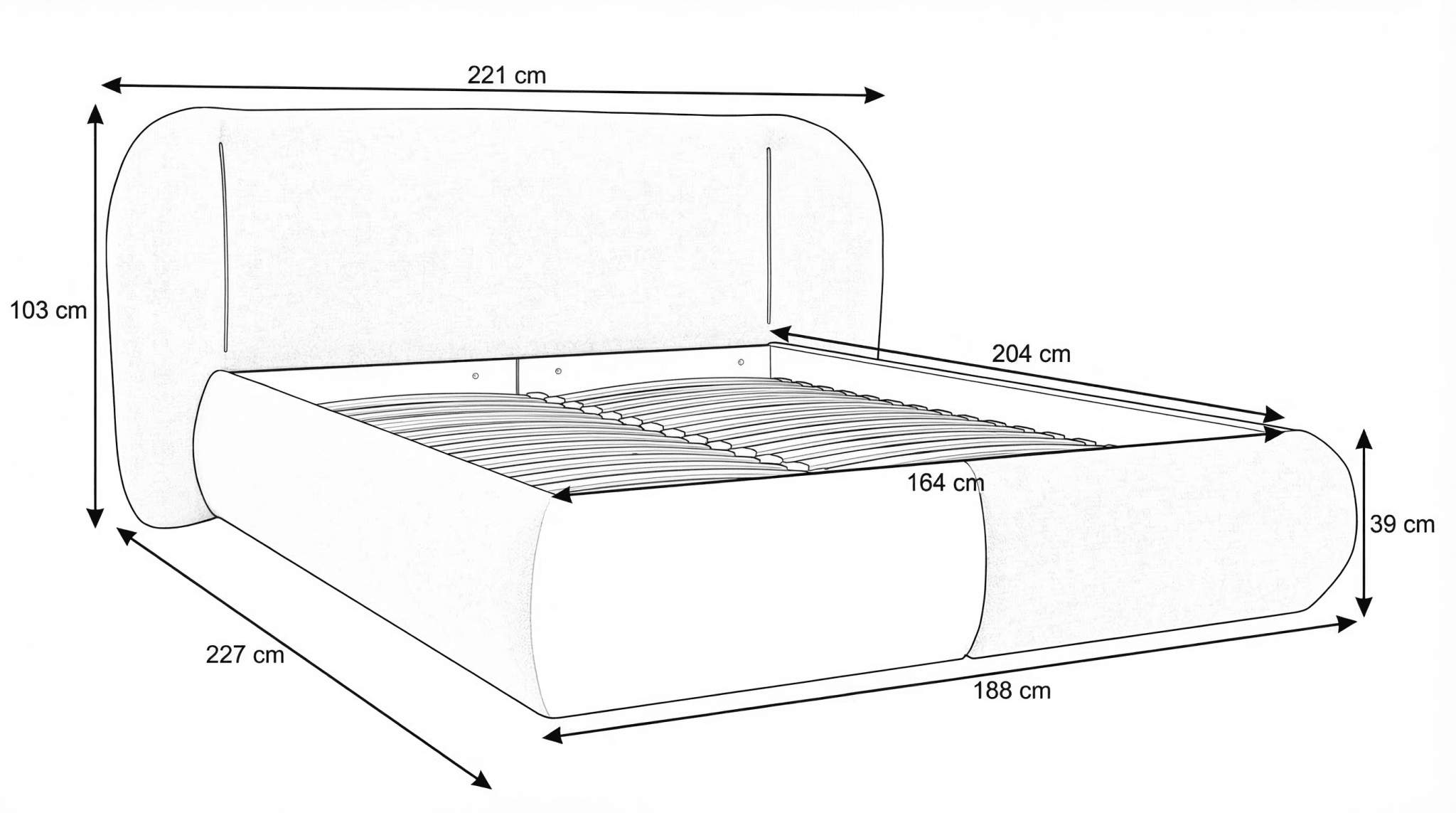 Lit coffre LUNEA en tissu blanc écru avec sommier et tête de lit inclus - TRUST INDUSTRIE - 160 x 200 cm - Sans matelas - Milan - Singapour - Dubai