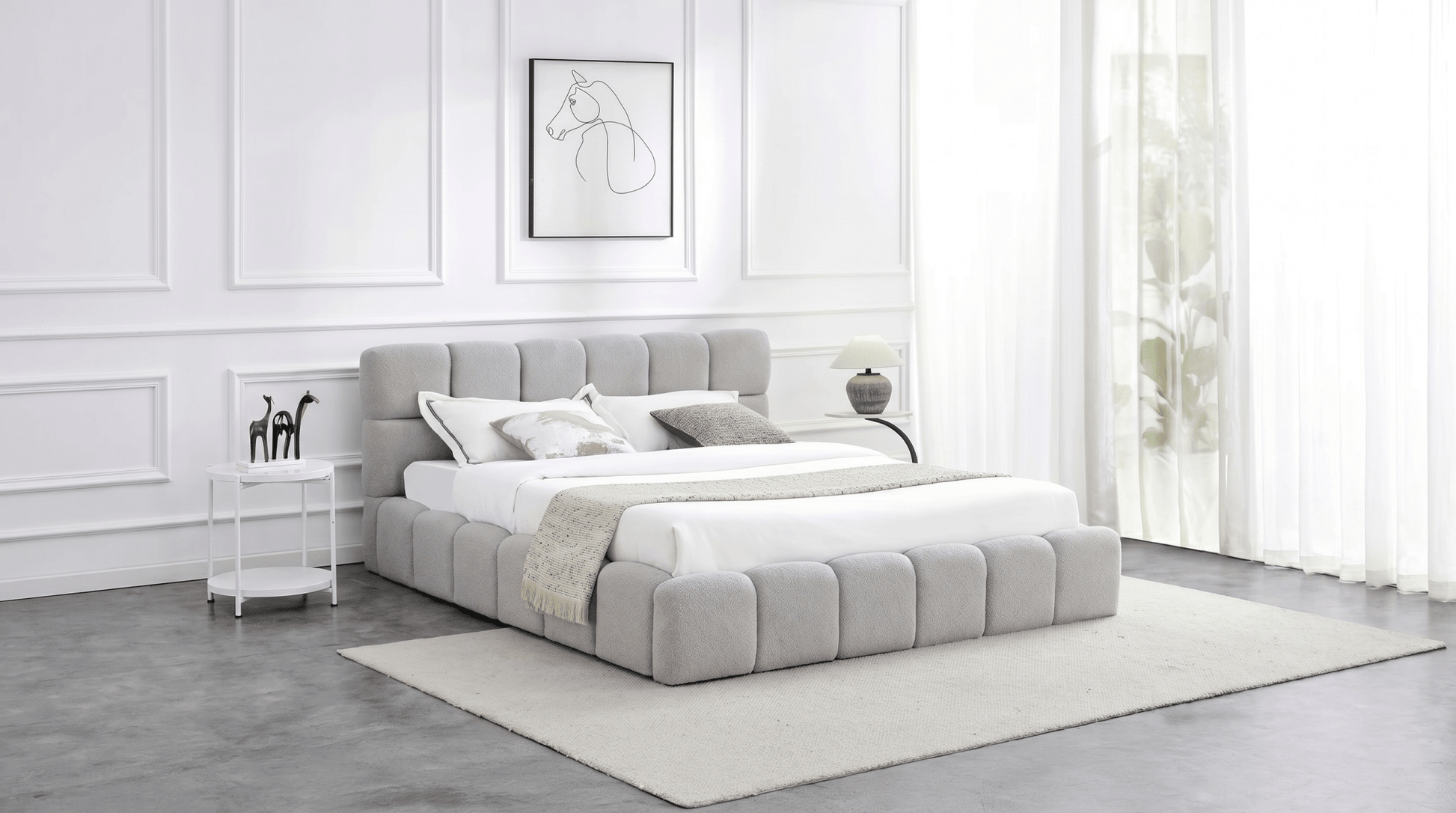 Lit coffre MURCIA en velours avec sommier et tête de lit inclus - TRUST INDUSTRIE - Gris - 140x200 cm - 