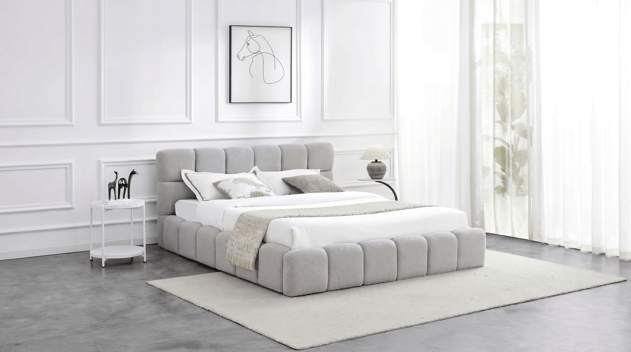 Lit coffre MURCIA en velours avec sommier et tête de lit inclus - TRUST INDUSTRIE - Gris - 140x200 cm - 