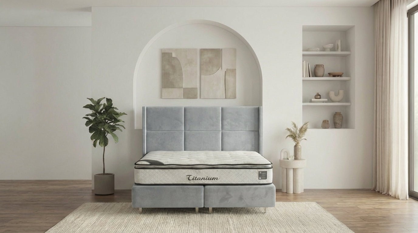 Lit coffre RIO en velours beige avec sommier et tête de lit inclus - TRUST INDUSTRIE - Gris - 140 x 190 cm - 