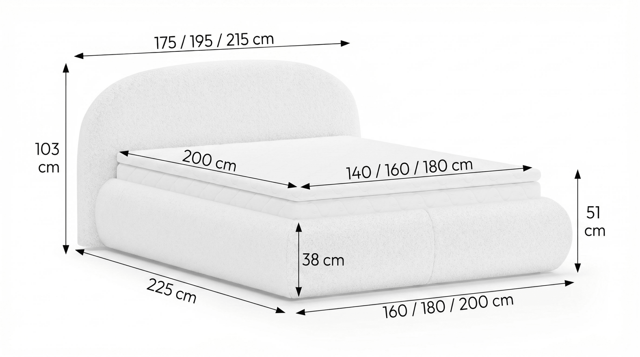 Lit coffre STELLIA en tissu beige avec sommier et tête de lit inclus - TRUST INDUSTRIE - 160 x 200 cm - Sans matelas - 
