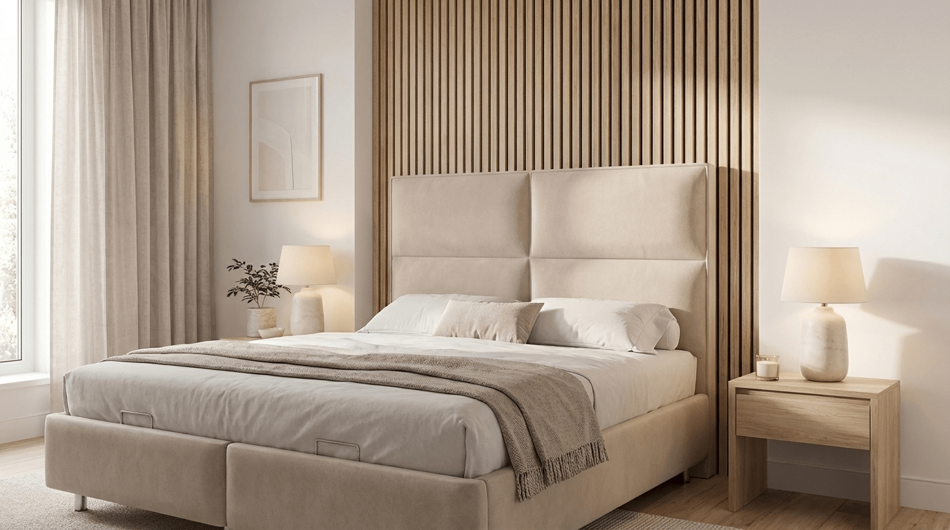 Lit coffre SYDNEY beige en velours - TRUST INDUSTRIE - 160 x 200 cm - 180 x 200 cm - 
Sans matelas - Milan - Singapour - Dubai
