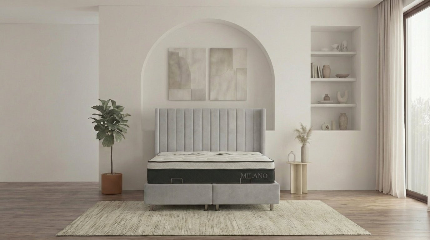 Lit coffre TOKYO en velours beige avec sommier et tête de lit inclus - TRUST INDUSTRIE - Gris - cm - 