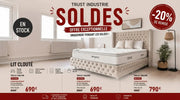 Lit coffre CLOUTÉ en velours beige avec sommier et avec sommier et tête de lit capitonnée inclus - TRUST INDUSTRIE - Beige - Gris - 140 x 190 cm - 160 x 200 cm - 180 x 200 cm - 
Sans matelas - Milan - Singapour - Dubai
