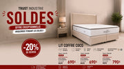 Lit coffre COCO en velours beige avec sommier et tête de lit inclus - TRUST INDUSTRIE - 140 x 190 cm - 160 x 200 cm - 180 x 200 cm - 
Sans matelas - Milan - Singapour - Dubai - Beige - Gris