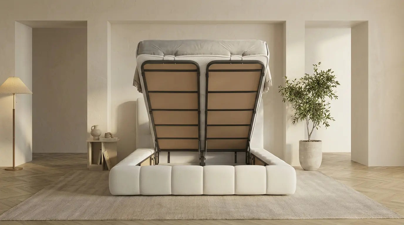 Lit coffre BUBBLE LUNY - TRUST INDUSTRIE - Blanc - 140 x 190 cm - 160 x 200 cm - 180 x 200 cm - 
Sans matelas - Milan - Singapour - Dubai