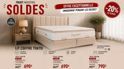 Lit coffre TOKYO en velours beige avec sommier et tête de lit inclus - TRUST INDUSTRIE - Beige - Gris - 140 x 190 cm - Sans matelas