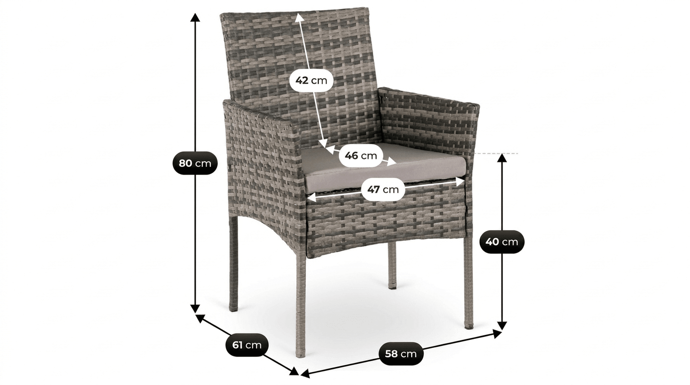 Lot de 2 chaises de jardin CORTO en résine tressée gris - TRUST INDUSTRIE - 