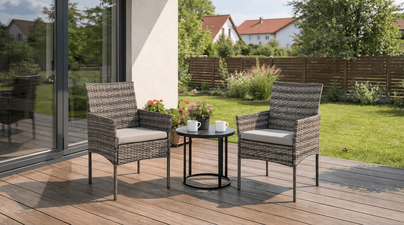 Lot de 2 chaises de jardin CORTO en résine tressée gris - TRUST INDUSTRIE - 