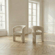 Lot de 2 chaises de salle à manger BARONI en tissu tweed écru - TRUST INDUSTRIE - 