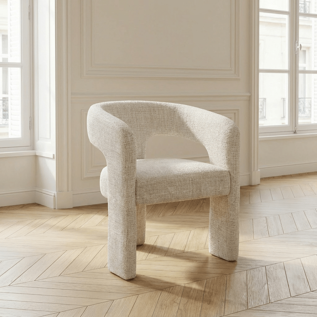Lot de 2 chaises de salle à manger BARONI en tissu tweed écru - TRUST INDUSTRIE - 