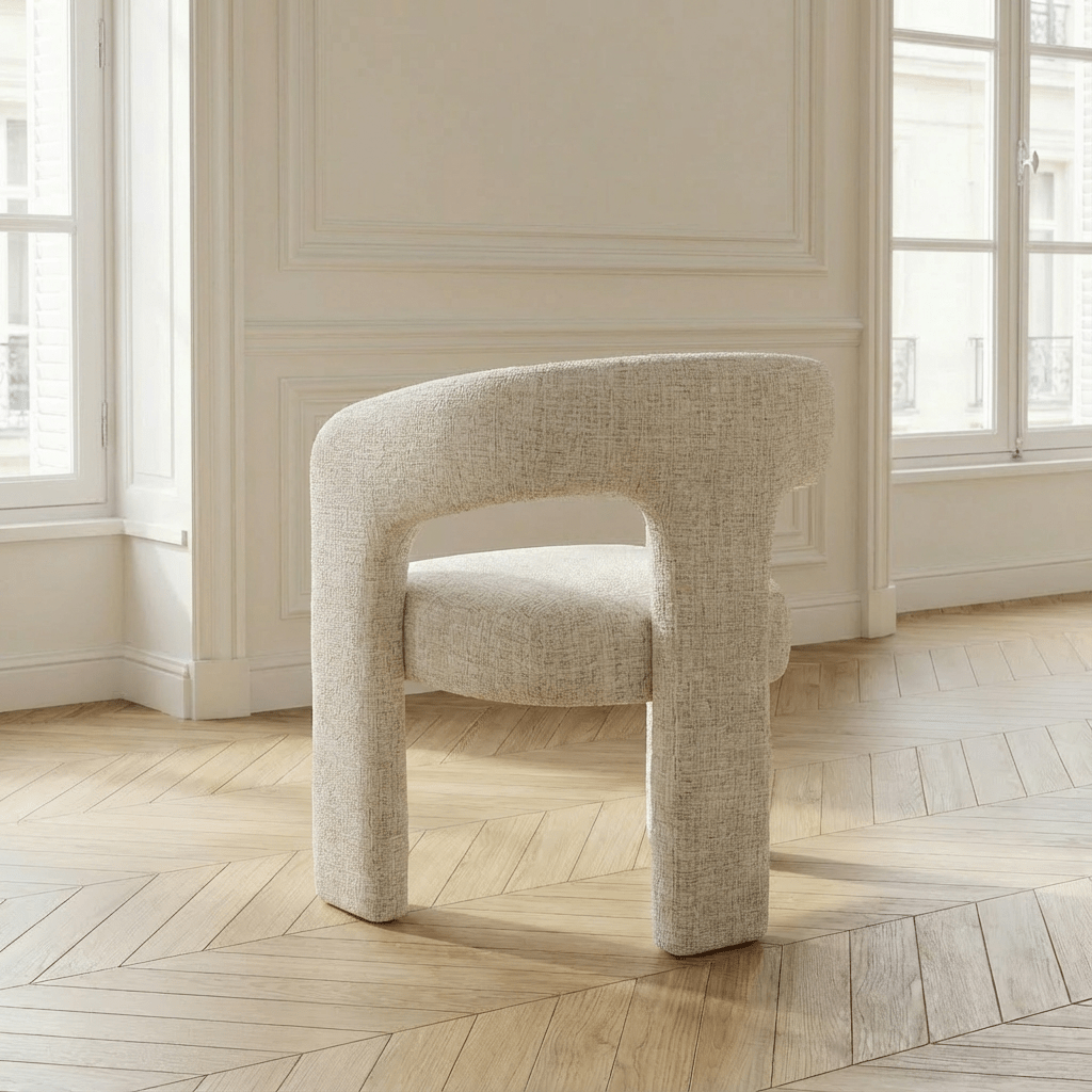 Lot de 2 chaises de salle à manger BARONI en tissu tweed écru - TRUST INDUSTRIE - 