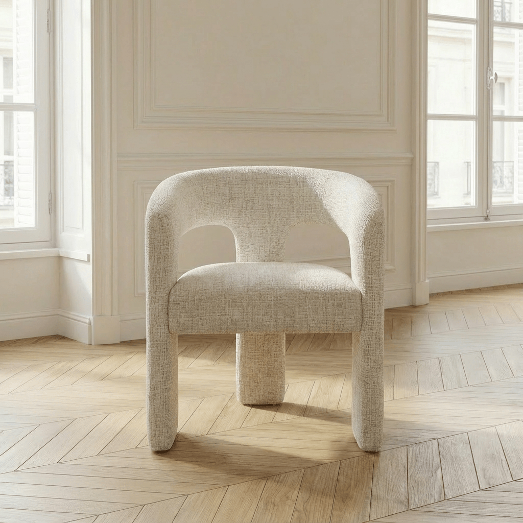 Lot de 2 chaises de salle à manger BARONI en tissu tweed écru - TRUST INDUSTRIE - 