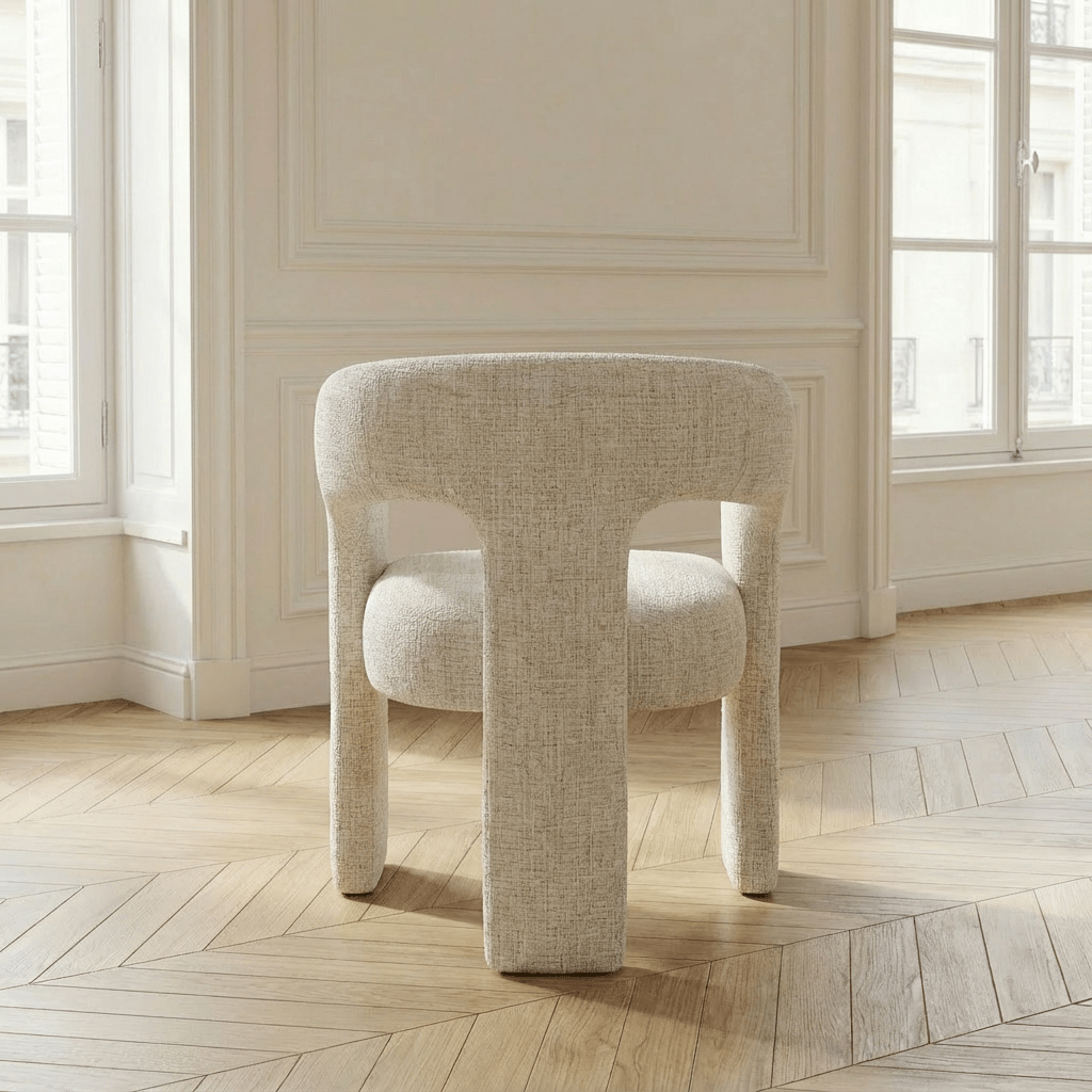 Lot de 2 chaises de salle à manger BARONI en tissu tweed écru - TRUST INDUSTRIE - 