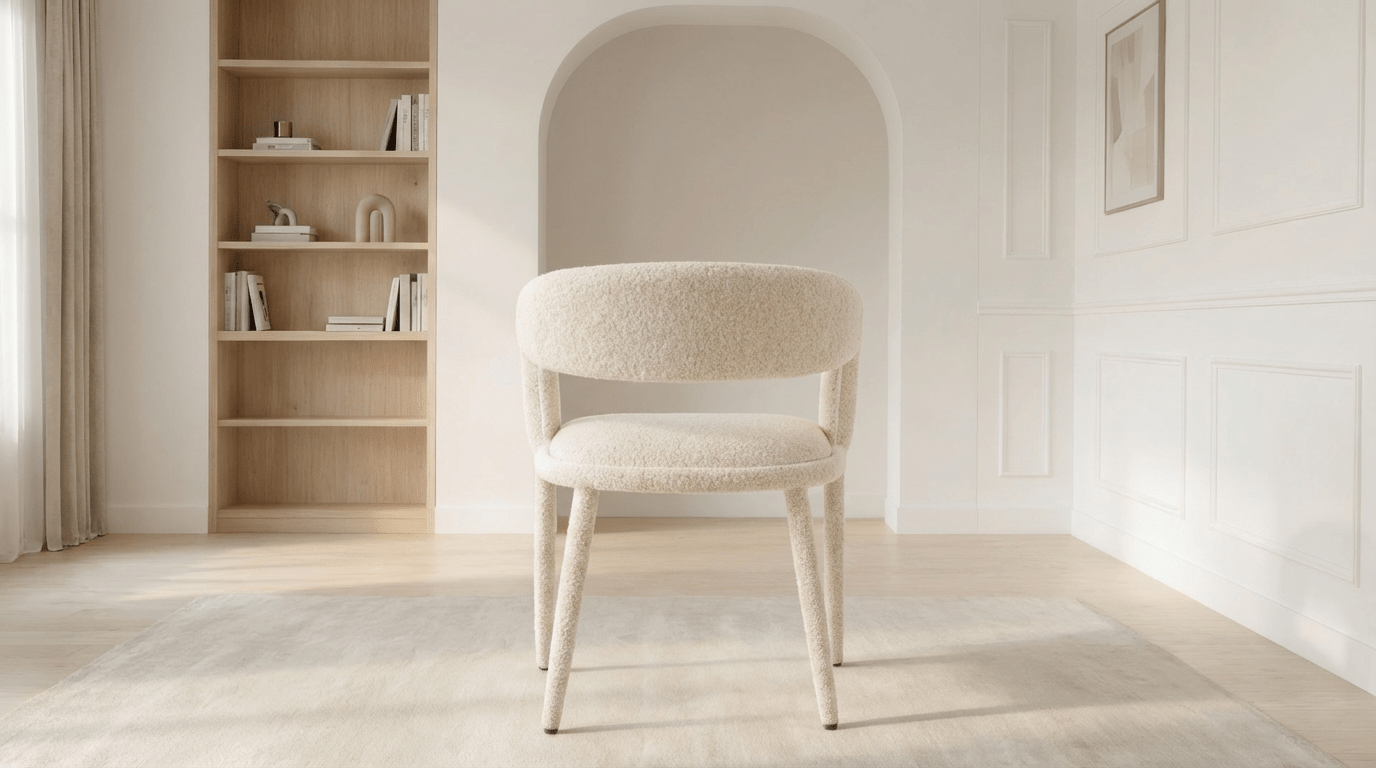 Lot de 2 chaises de salle à manger modernes CARDINAL en tissu laine bouclée rembourrée - TRUST INDUSTRIE - Blanc - 