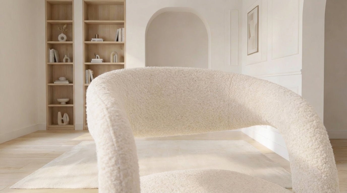 Lot de 2 chaises de salle à manger modernes CARDINAL en tissu laine bouclée rembourrée - TRUST INDUSTRIE - Blanc - 