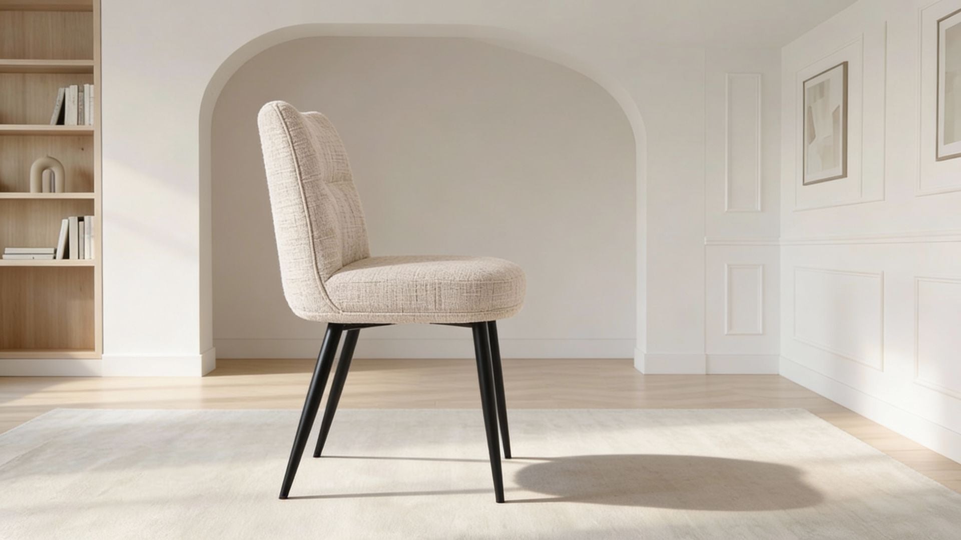 Lot de 2 chaises de salle à manger modernes DYLA en tissu blanc rembourré et pieds noirs en acier - Trust Industrie - Noir - Écru - 