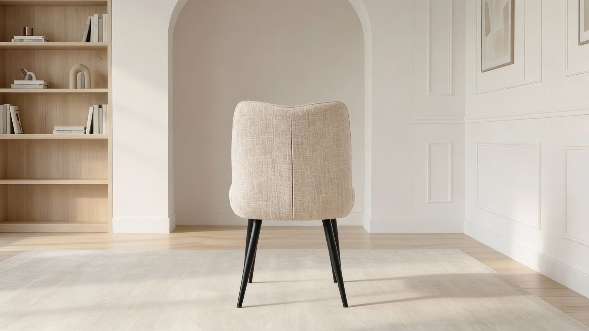 Lot de 2 chaises de salle à manger modernes DYLA en tissu blanc rembourré et pieds noirs en acier - Trust Industrie - Noir - Écru - 