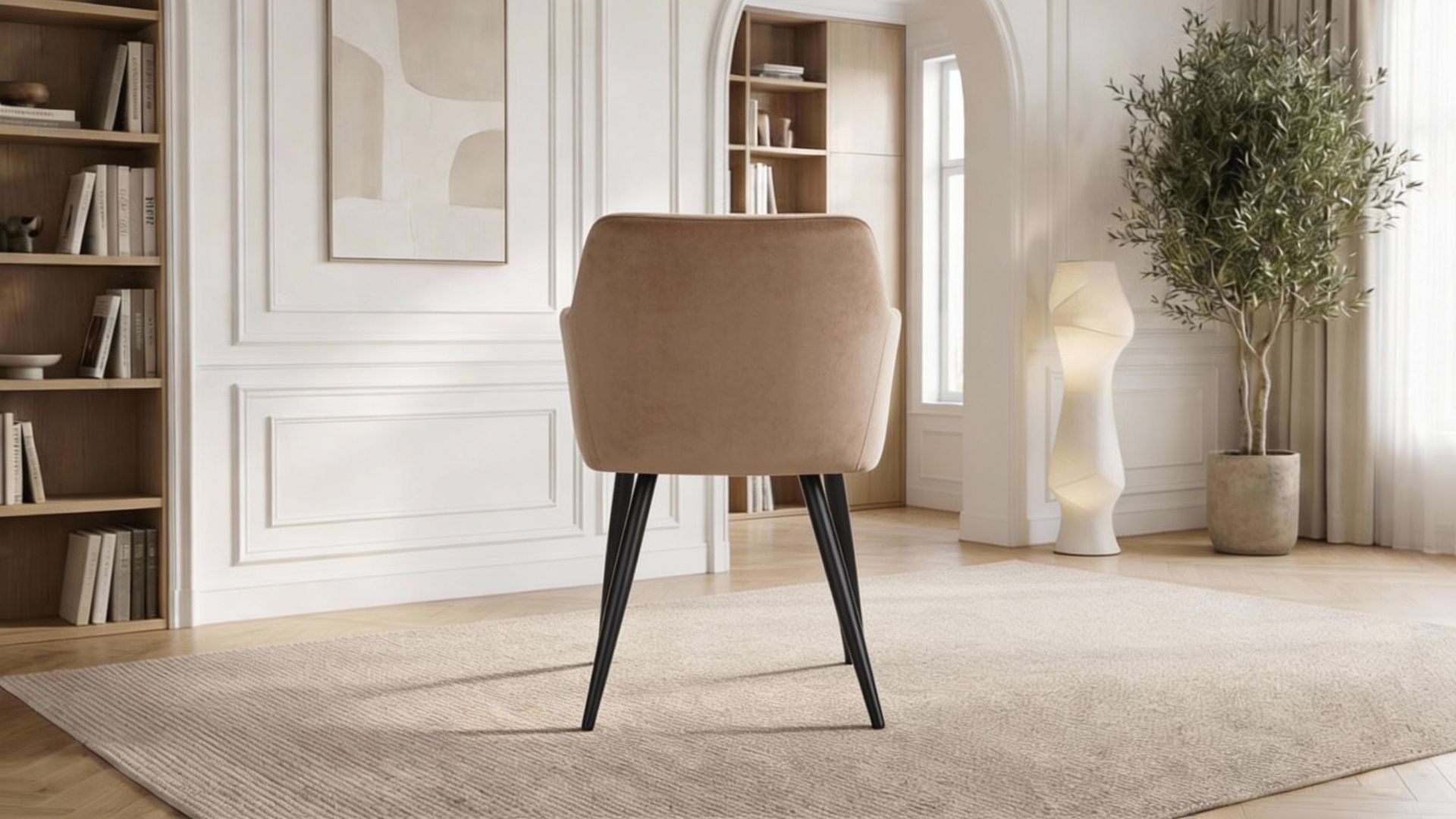 Lot de 2 chaises de salle à manger modernes FLINDA en tissu velours gris et pieds noirs en acier - Trust Industrie - champagne