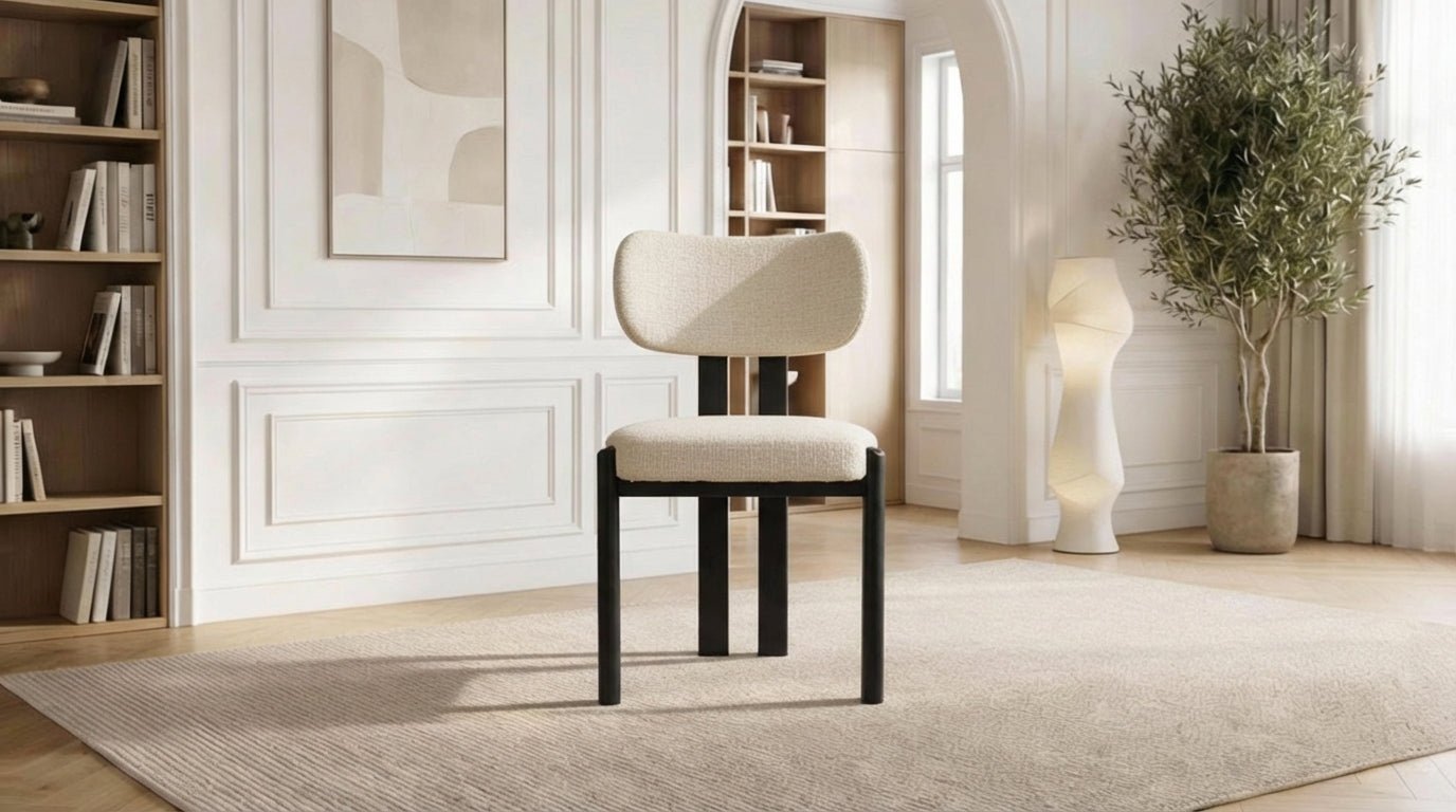 Lot de 2 chaises de salle à manger modernes HERA en tissu laine bouclé rembourré et pieds en bois - TRUST INDUSTRIE - NOIR