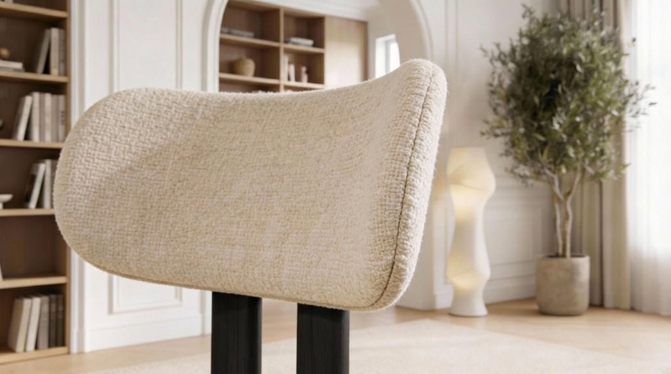 Lot de 2 chaises de salle à manger modernes HERA en tissu laine bouclé rembourré et pieds en bois - TRUST INDUSTRIE - NOIR - 