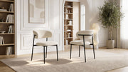 Lot de 2 chaises de salle à manger modernes KELLA en tissu blanc rembourré et pieds noirs en acier - Trust Industrie - Noir - Écru - 