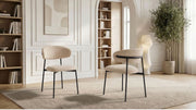 Lot de 2 chaises de salle à manger modernes LULU CÔTELÉ en tissu velours côtelé beige et pieds noirs en acier - Trust Industrie - Noir - Beige - 