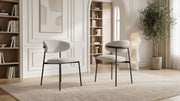 Lot de 2 chaises de salle à manger modernes LULU en tissu velours beige et pieds noirs en acier - Trust Industrie - Noir - Beige - 