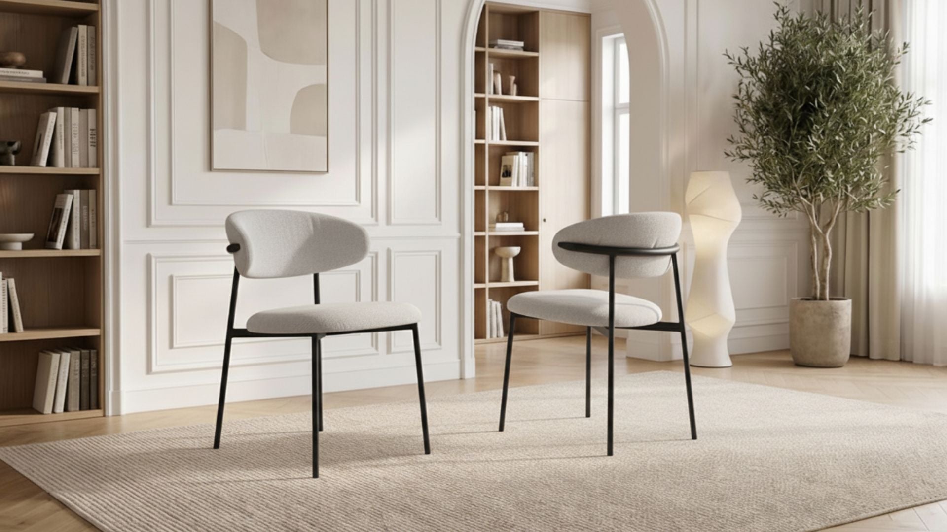 Lot de 2 chaises de salle à manger modernes LULU en tissu velours beige et pieds noirs en acier - Trust Industrie - Noir - Beige - 