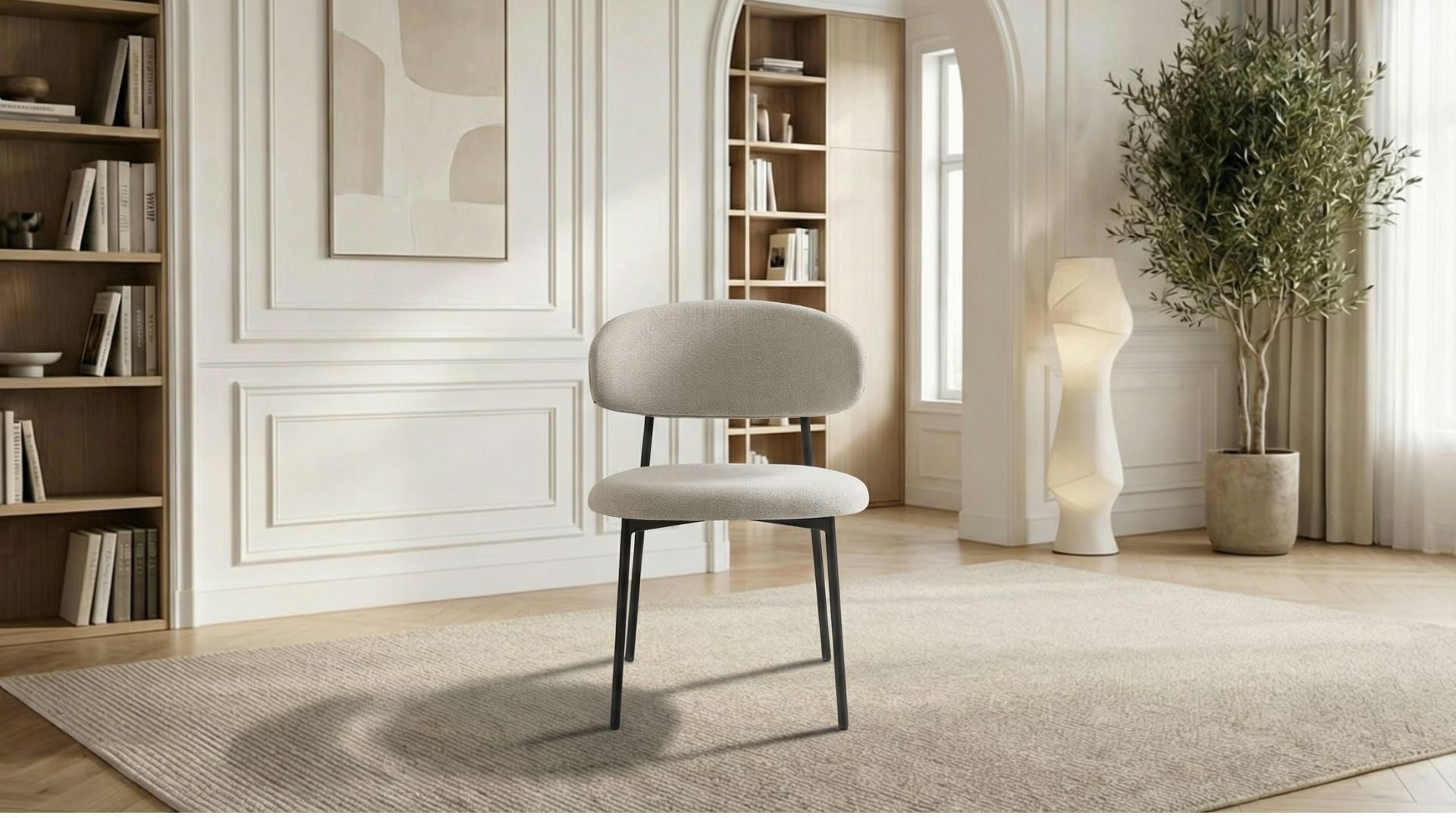 Lot de 2 chaises de salle à manger modernes LULU en tissu velours beige et pieds noirs en acier - Trust Industrie - Noir - Beige - 