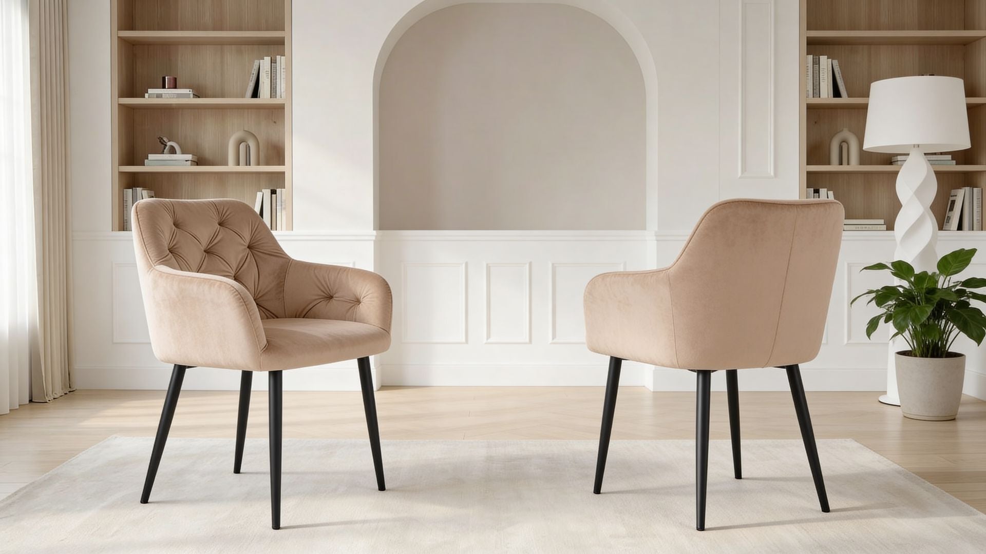 Lot de 2 chaises de salle à manger modernes MARIA - champagne