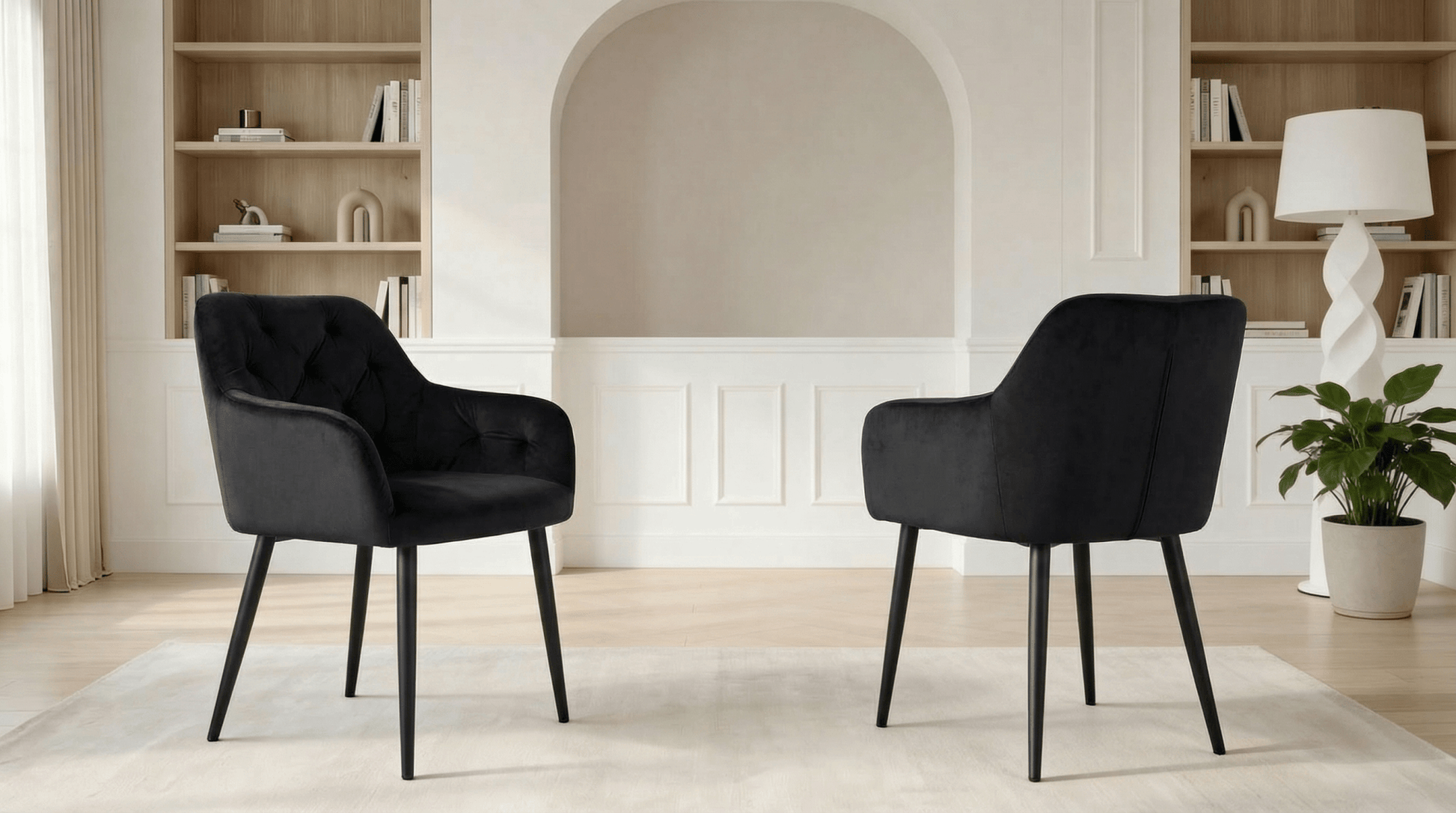 Lot de 2 chaises de salle à manger modernes MARIA noir - noir