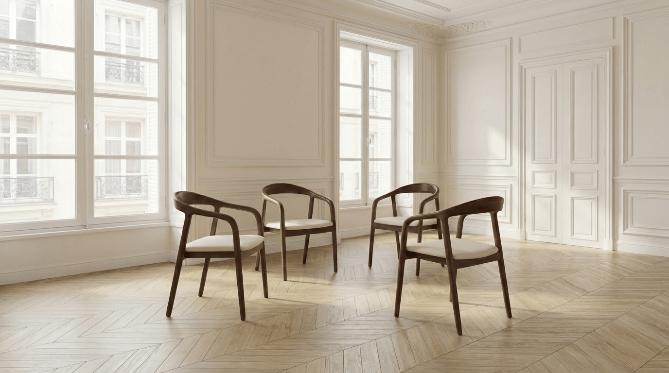 Lot de 2 chaises de salle à manger modernes RAYVA en tissu velours et pieds en métal effet bois - TRUST INDUSTRIE - Écru - 